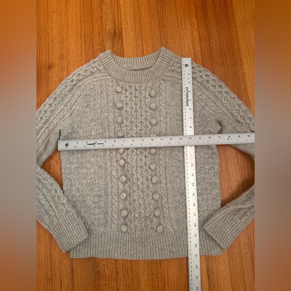 J Crew Popcorn Cable Knit Sweater Womens Size Xs Gray Lamb Wool Blend  (¥¥) - Picture 6 of 8